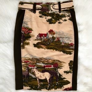 Anthropologie Cartonnier Stable Horse Pencil Skirt